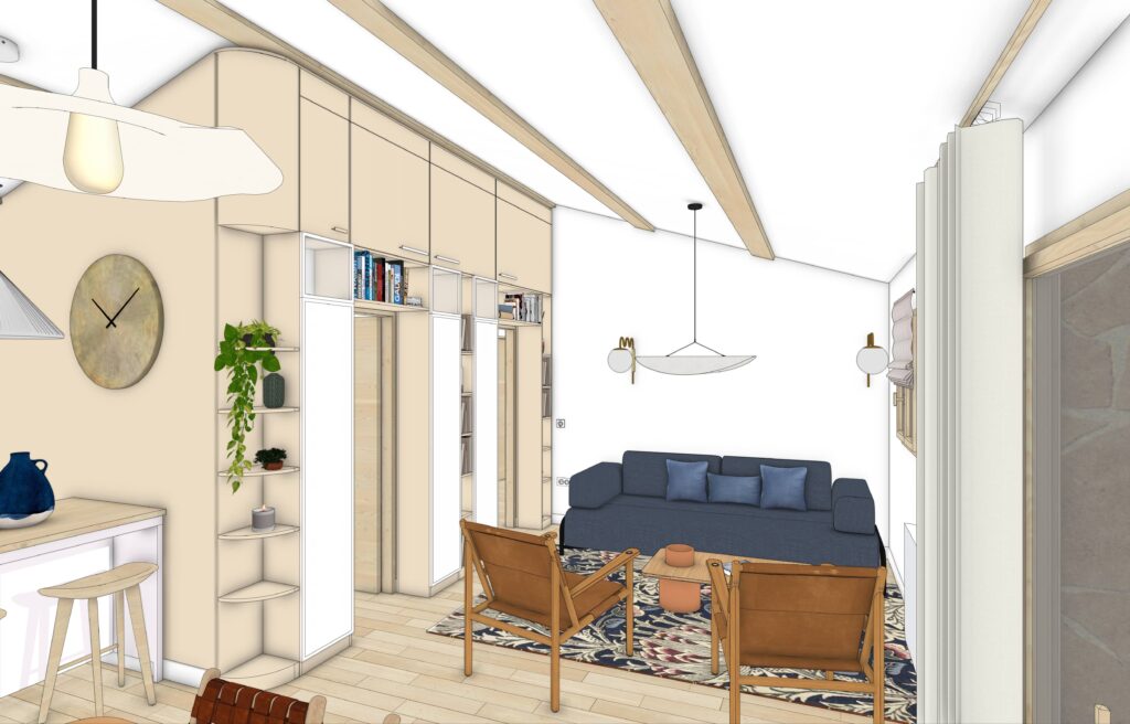 projet d'aménagement, plan appartement Architecture intérieur à Lille, aménagement salon