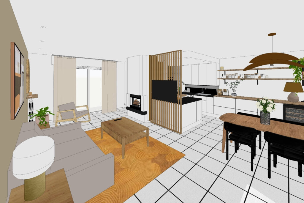 Salle à manger avec table modulable intégrée au projet Charlisse