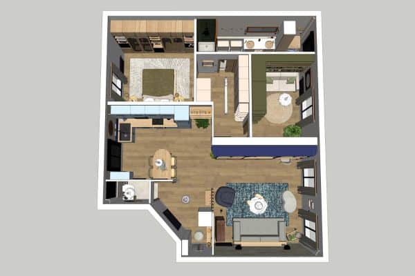 Vue du dessus du projet Eaubonne – rénovation complète d’appartement