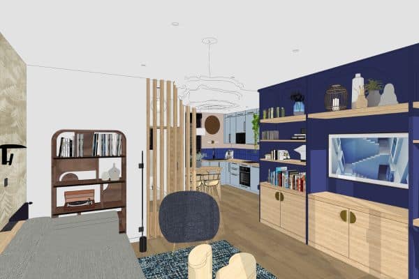 Salon du projet Eaubonne – optimisation et ambiance japonaise contemporaine