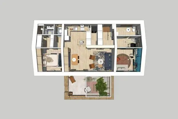 Vue aérienne du projet Zonza – rénovation d’un espace pro et personnel à Lille